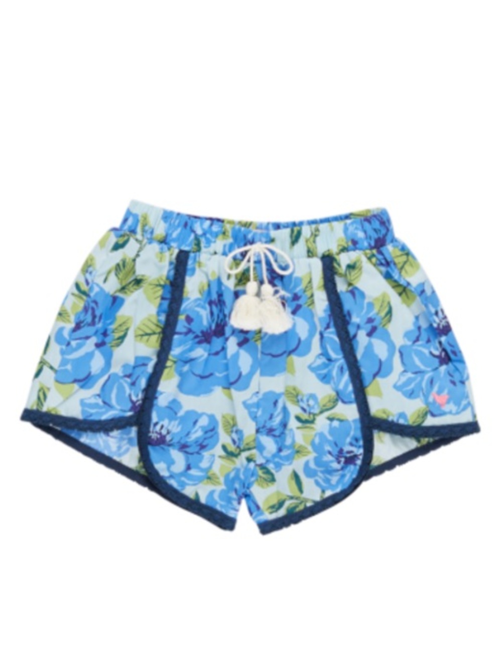 Pink Chicken Girls Blue Peonies Floral Cotton Millie Shorts
